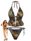 60er Tankini-Set mit Neckholder, Leoparden-Print und Rüschen