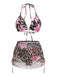 3PCS 1960er Leopard Druck Blumen Bikini Set & Cover Up