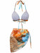1950er Blumen Leopard Halter Bikini Set & Cover-Up