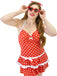 Rot 1940er Polka Dot Halter Bogen Einteilig Badeanzugkleid