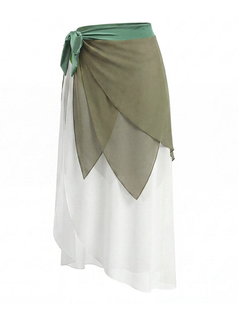 70er Bikini-Set & Cover-Up mit Triangle und Chiffon