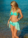 70er Bikini-Set mit Jasmin, schulterfrei und Rüschen in Türkis