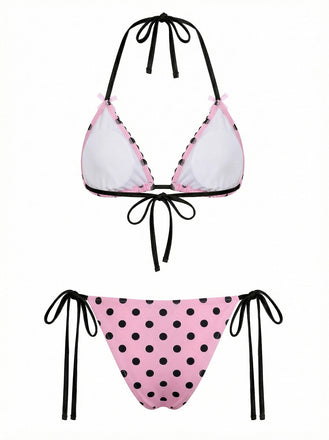 [Vorverkauf] Rosa 1940er Polka Dot Spitze Bikini Set