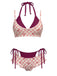 [Vorverkauf] Grünes 50er Bikini-Set mit Karomuster und doppellagigem Design
