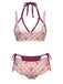 [Vorverkauf] Grünes 50er Bikini-Set mit Karomuster und doppellagigem Design
