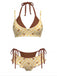 [Vorverkauf] Grünes 50er Bikini-Set mit Karomuster und doppellagigem Design
