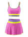 3PCS 1950er Kontrast Zickzack Besatz Tankini Set & Cover-Up