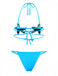 Blaues zweiteiliges Bikini-Set mit Seesternmuster aus den 1980er Jahren, Größe 7