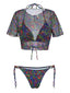 Schwarzes 60er Bikini-Set & Cover-Up mit Camo-Print und Netz