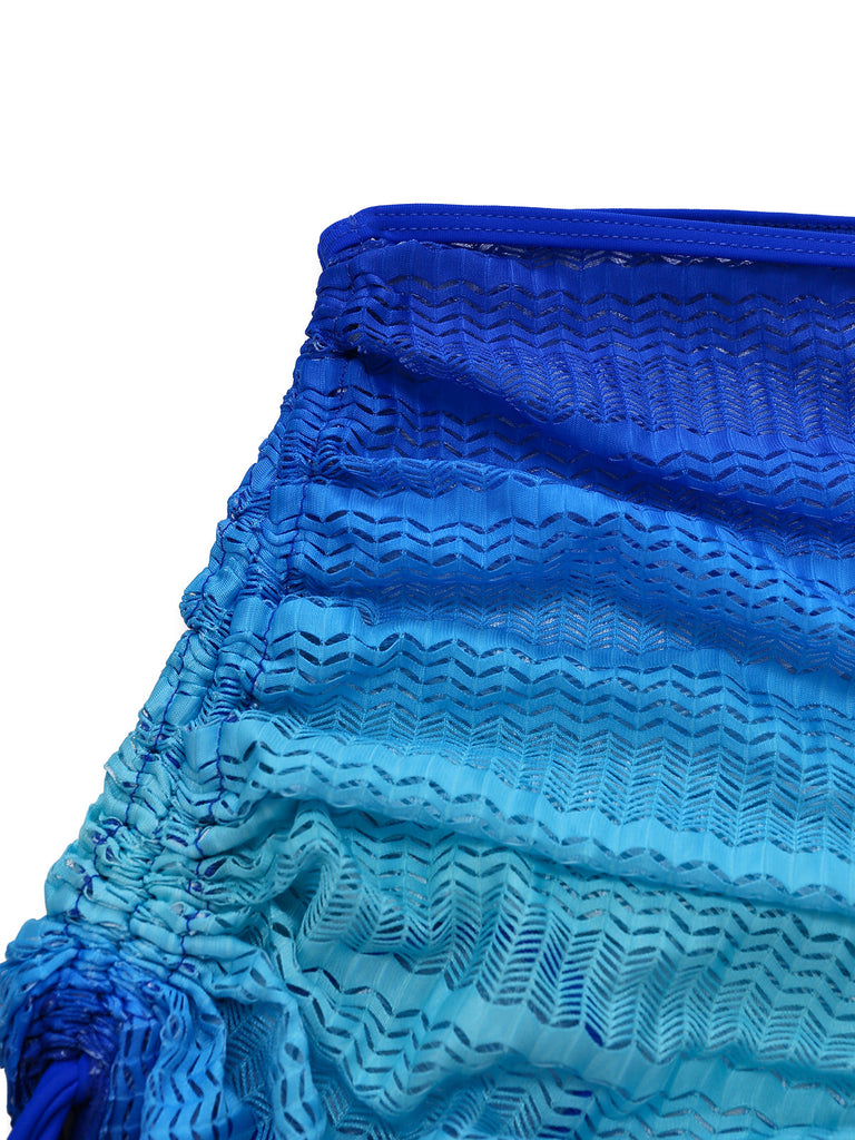 60er Bikini-Set & Cover-Up mit Langarm und Häkelarbeit