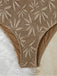 Khakier 60er Badeanzug mit Perlen und Jacquard