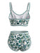 Grün 1950er Rundhalsausschnitt Blumen High-Waist Bikini Set