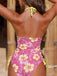 80er Bikini-Set mit Neckholder, Blumen und Perlenbesatz