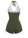 [Vorverkauf] Grünes 50er Tankini-Set mit Neckholder und Raffung