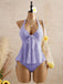 Weiß 1950er Strukturiert Blumen Halter Tiefer V Tankini Set