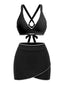 50er Bikini-Set & Cover-Up mit Kontrast-Saum und Kreuzrücken