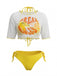 Gelbes 60er Bikini-Set & Transparent-Cover-Up mit Neckholder