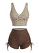 Tiefblaues 50er Tankini-Set mit Streifen und Kordelzug