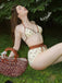 Gelb 1950er Schnür Halter Perlenbesetzt Polka Dot Bikini Set