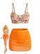 60er Tankini-Set mit Blumen und U-Metallschnalle