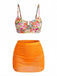 60er Tankini-Set mit Blumen und U-Metallschnalle
