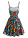 40er Tankini-Set mit Blumen-Print und U-Ausschnitt in Mehrfarbig