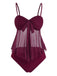 50er Netz-Tankini-Set mit Schleife und Hohe Taille