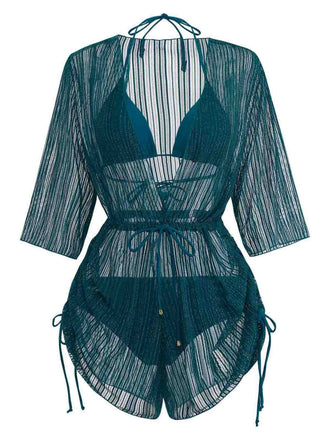50er Bikini-Set & Cover-Up mit Neckholder und Glitzer
