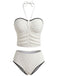 Weißes 50er Tankini-Set mit Neckholder und Struktur