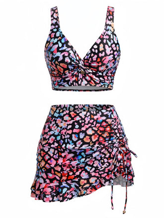 40er Bikini-Set & Cover-Up mit Rüschen und Blumen
