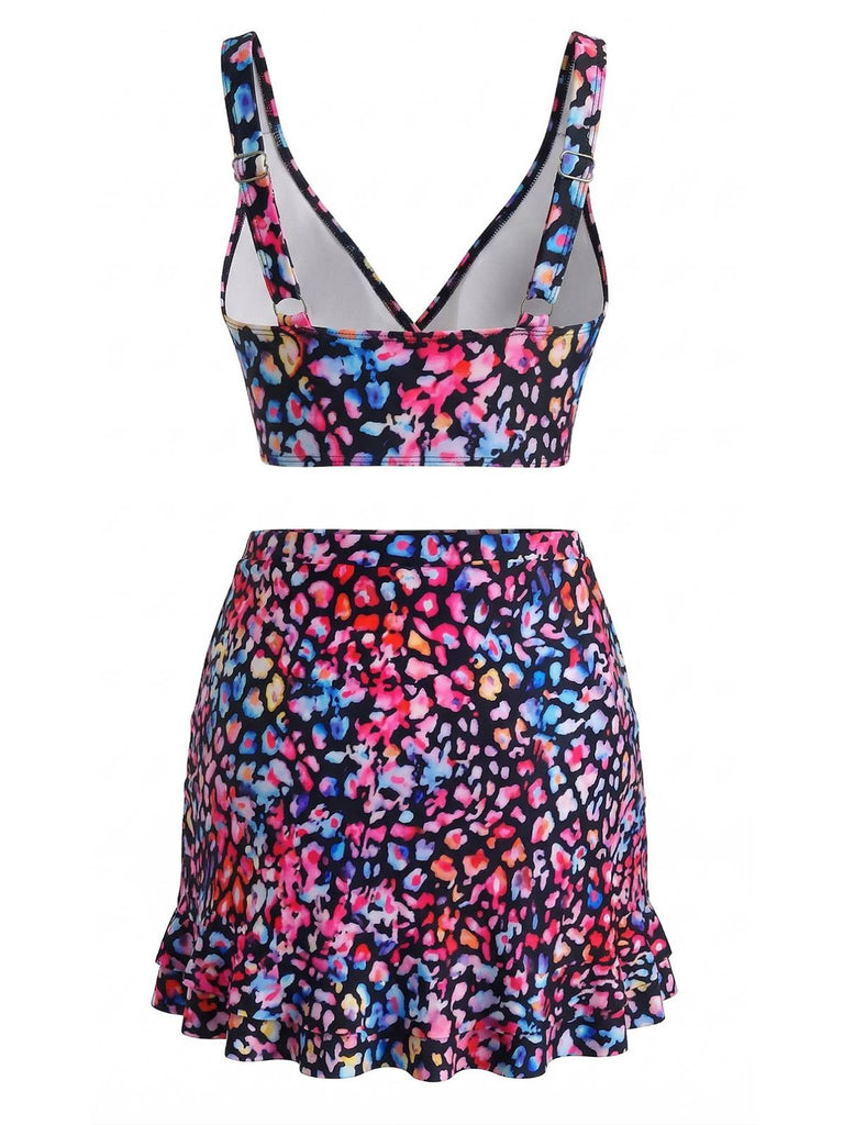 40er Bikini-Set & Cover-Up mit Rüschen und Blumen