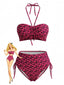 Rosarotes 40er Bikini-Set mit Schmetterlings-Print und Neckholder