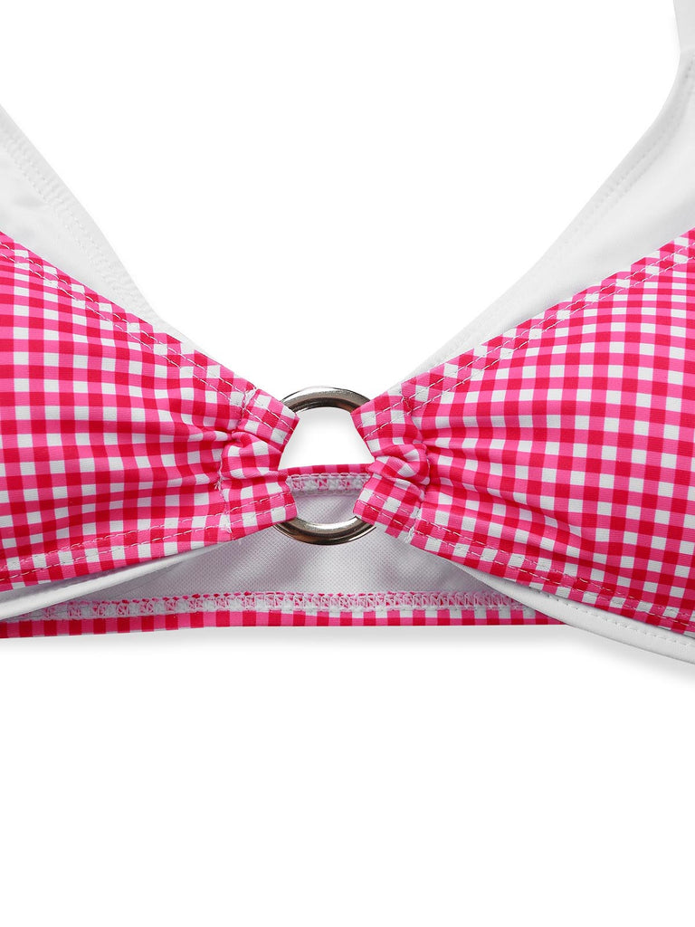 Rosa 50er Bikini-Set mit Neckholder und Gingham