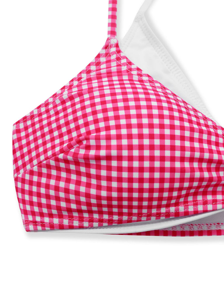 Rosa 50er Bikini-Set mit Neckholder und Gingham