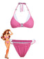Rosa 50er Bikini-Set mit Karo und Doppellagig