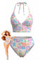 Rosa 60er Tankini-Set mit Blumen-Print und Neckholder