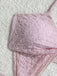3-teiliges Rosa 1950er Halter-Plissiertes Twist Bikini-Set & Überwurf