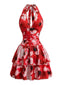 Tiefrotes 80er Minikleid mit Neckholder und offenem Rücken