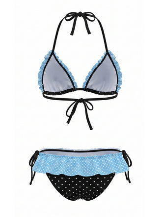 80er Bikini-Set mit Polka-Dots und Neckholder