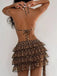 Leoparden-Printes 80er Bikini-Set & Cover-Up mit Plissee und Licht