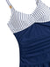Blauer 40er Badeanzug mit gerafft und Streifen