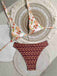 Braunes 40er Bikini-Set mit Neckholder und Blumen