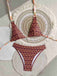 Braunes 40er Bikini-Set mit Neckholder und Blumen