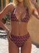 Braunes 40er Bikini-Set mit Neckholder und Blumen