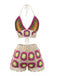 Cremefarben 80er Strick- & Cover-Up mit Neckholder und Blumen