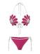 Rosarotes 80er Bikini-Set mit Häkelarbeit und Blumen