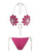 Rosarotes 80er Bikini-Set mit Häkelarbeit und Blumen