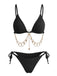 60er Bikini-Set mit Goldkette und gerippt in Weinrot