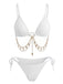 60er Bikini-Set mit Goldkette und gerippt in Weinrot