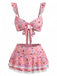40er Bikini-Set mit Streublumen und Rüschenträgern
